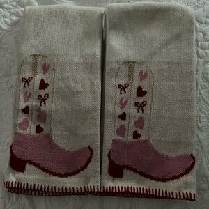 Heart and Boot Design Kitchen Towels